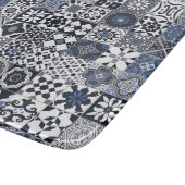 Marokkanisches Fliesen schwarz, blau, grau Schneidebrett (Ecke)