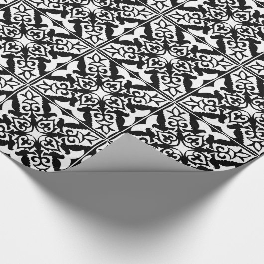 Marokkanisches Fliesen - schwarz mit weißem Hinter Geschenkpapier (Ecke)