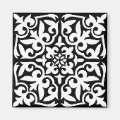 Marokkanisches Fliesen - schwarz mit weißem Hinter Magnet (Vorne)