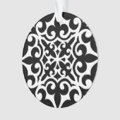 Marokkanisches Fliesen - schwarz mit weißem Hinter Ornament (Vorderseite)