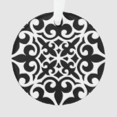Marokkanisches Fliesen - schwarz mit weißem Hinter Ornament (Vorderseite)