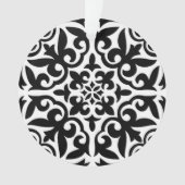 Marokkanisches Fliesen - schwarz mit weißem Hinter Ornament (Vorderseite)