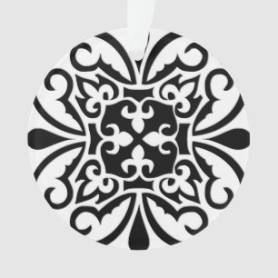 Marokkanisches Fliesen - schwarz mit weißem Hinter Ornament
