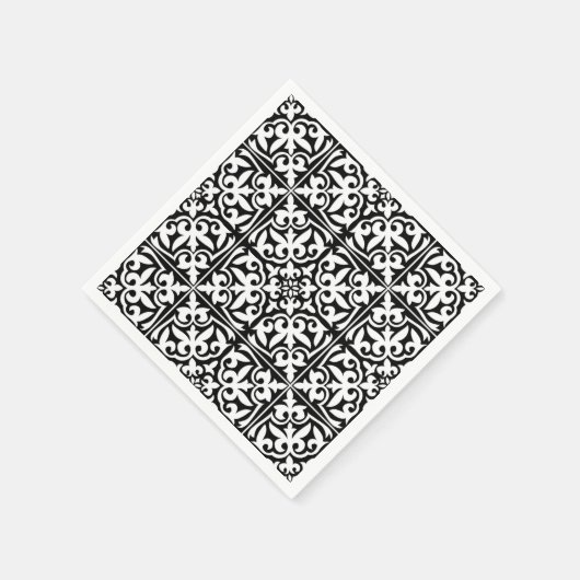 Marokkanisches Fliesen - schwarz mit weißem Hinter Serviette (Ecke)