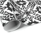 Marokkanisches Fliesen - weiß mit schwarzem Hinter Geschenkpapier (Rolleneckpunkt)