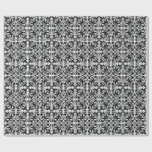 Marokkanisches Fliesen - weiß mit schwarzem Hinter Geschenkpapier (Flach)