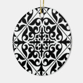 Marokkanisches Fliesen - weiß mit schwarzem Hinter Keramik Ornament (Links)