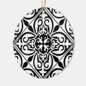 Marokkanisches Fliesen - weiß mit schwarzem Hinter Keramikornament (Links)