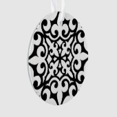 Marokkanisches Fliesen - weiß mit schwarzem Hinter Ornament (Vorderseite)