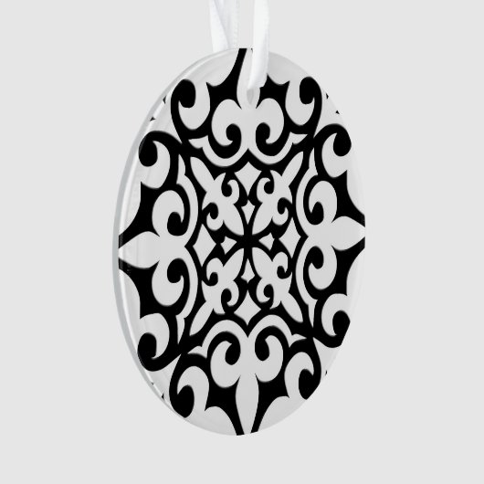 Marokkanisches Fliesen - weiß mit schwarzem Hinter Ornament (Vorderseite)