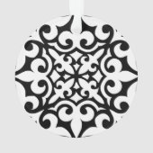 Marokkanisches Fliesen - weiß mit schwarzem Hinter Ornament (Rückseite)