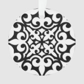 Marokkanisches Fliesen - weiß mit schwarzem Hinter Ornament (Vorderseite)