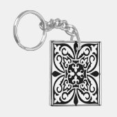 Marokkanisches Fliesen - weiß mit schwarzem Hinter Schlüsselanhänger (Vorderseite links)