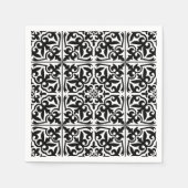 Marokkanisches Fliesen - weiß mit schwarzem Hinter Serviette (Vorderseite)