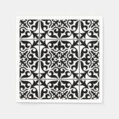 Marokkanisches Fliesen - weiß mit schwarzem Hinter Serviette (Vorderseite)