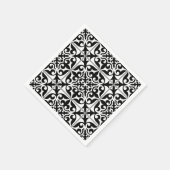 Marokkanisches Fliesen - weiß mit schwarzem Hinter Serviette (Ecke)
