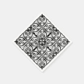 Marokkanisches Fliesen - weiß mit schwarzem Hinter Serviette (Ecke)