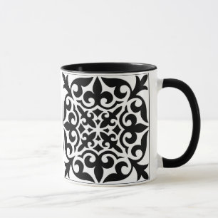 Marokkanisches Fliesen - weiß mit schwarzem Hinter Tasse