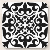 Marokkanisches Fliesen - weiß mit schwarzem Hinter Untersetzer (Vorderseite)