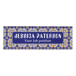 Marokkanisches Fliesenblau Gelb Vintages Bohemisch Namenschild