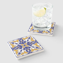 Marokkanisches Fliesenblau Gelb Vintages Bohemisch