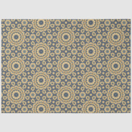 marokkanisches Fliesendesign in Blues und Gelb Seidenpapier