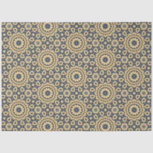 marokkanisches Fliesendesign in Blues und Gelb Seidenpapier