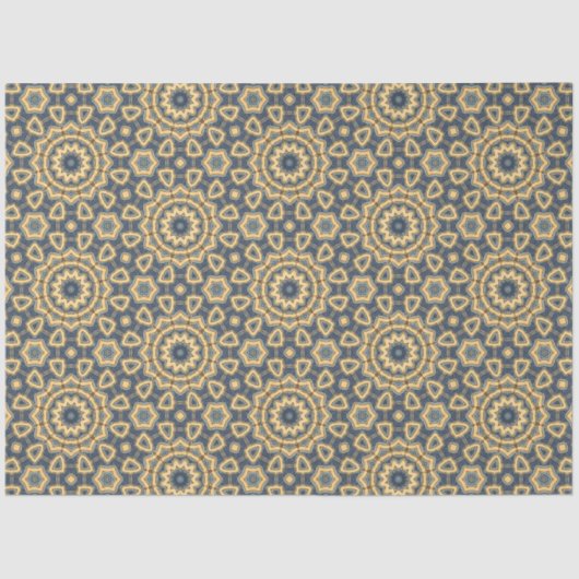 marokkanisches Fliesendesign in Blues und Gelb Seidenpapier (Vorderseite)