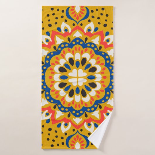 Marokkanisches Fliesenmosaik-Illustrationsmuster Badehandtuch (Badehandtuch)