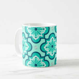 Marokkanisches Fliesenmuster, Aqua und Türkis Kaffeetasse