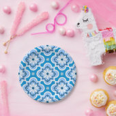 Marokkanisches Fliesenmuster - Blau und Weiß Pappteller (Party)