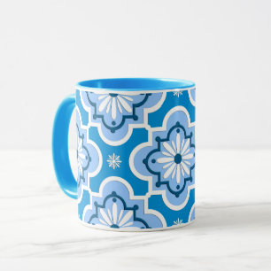 Marokkanisches Fliesenmuster - Blau und Weiß Tasse