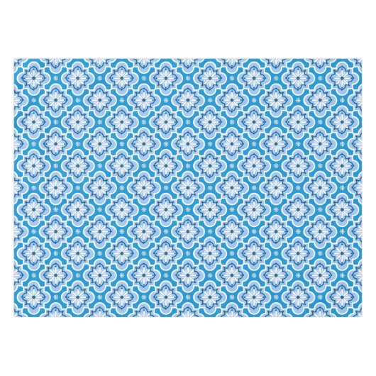 Marokkanisches Fliesenmuster - Blau und Weiß Tischdecke (Vorderseite (Horizontal))