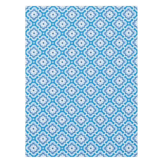 Marokkanisches Fliesenmuster - Blau und Weiß Tischdecke (Vorderseite)