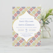 marokkanisches Fliesenmuster - farbenfrohe Einladu Einladung (Stehend Vorderseite)