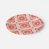 marokkanisches Fliesenmuster - Farbtöne von Korall Pappteller (Schrägansicht)