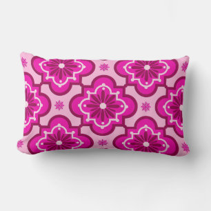 Marokkanisches Fliesenmuster - Fuchsia Pink Lendenkissen