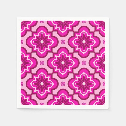 Marokkanisches Fliesenmuster - Fuchsia Pink Serviette (Vorderseite)