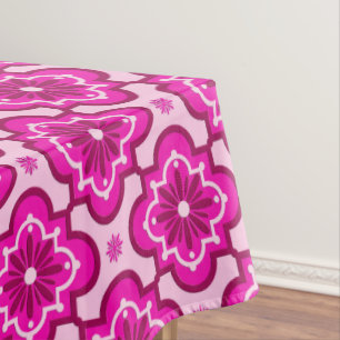 Marokkanisches Fliesenmuster - Fuchsia Pink Tischdecke