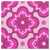 Marokkanisches Fliesenmuster - Fuchsien-Rosa Stoff (Nahaufnahme)