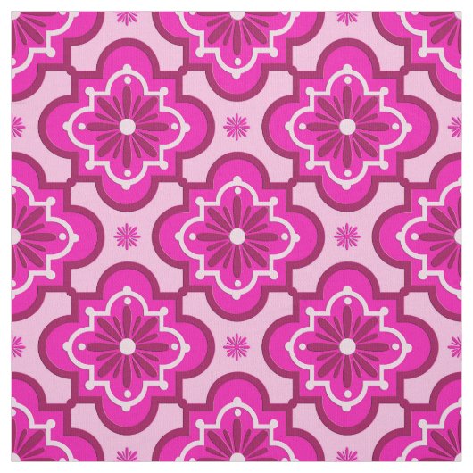 Marokkanisches Fliesenmuster - Fuchsien-Rosa Stoff (Muster)