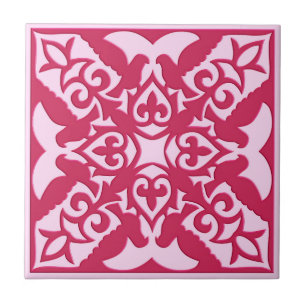 Marokkanisches Fliesenmuster, Fuchsien und Pastell Fliese