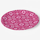 Marokkanisches Fliesenmuster, Fuchsien und Pastell Pappteller (Schrägansicht)