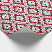 Marokkanisches Fliesenmuster - Grau und Rot Geschenkpapier (Ecke)