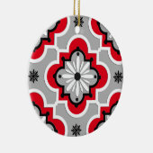Marokkanisches Fliesenmuster - Grau und Rot Keramik Ornament (Rechts)