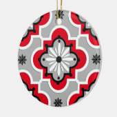 Marokkanisches Fliesenmuster - Grau und Rot Keramik Ornament (Links)