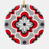 Marokkanisches Fliesenmuster - Grau und Rot Keramik Ornament (Hinten)