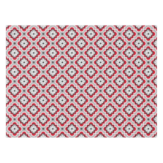 Marokkanisches Fliesenmuster - Grau und Rot Tischdecke (Vorderseite (Horizontal))