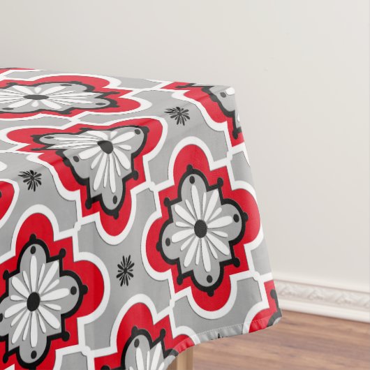 Marokkanisches Fliesenmuster - Grau und Rot Tischdecke (Beispiel)