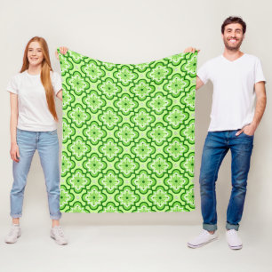 marokkanisches Fliesenmuster - Lime Green Fleecedecke